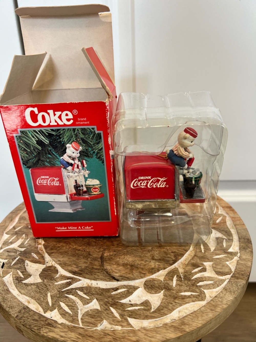 VTG Coca-Cola 1995  Red Vending Machine Ornament with Bear